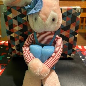 Vintage Knee Hugger Bunny Plush 28" With Hat & Overalls Named Papa J Stuffed Toy